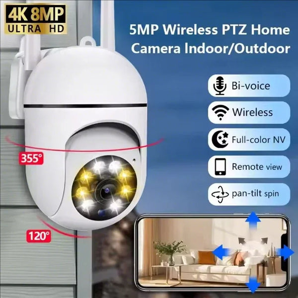 5MP WiFi PTZ Security Camera Two Way Audio Outdoor