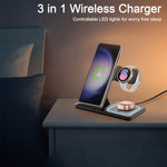 LED Wireless Charger Foldable Phone Stand For Samsung S25 S24 S23 Galaxy Watch 2-8 Active 2 Buds Pro Fast Charging Station